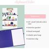 image:imagekate spade new york A4 Clipboard Folio with Low Profile Clip Professional Padfolio Includes Lined Notepad Pen Loop and Pocket Ocean StripeCharmed Library