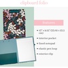 image:imagekate spade new york A4 Clipboard Folio with Low Profile Clip Professional Padfolio Includes Lined Notepad Pen Loop and Pocket Ocean StripeFall Floral