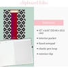 image:imagekate spade new york A4 Clipboard Folio with Low Profile Clip Professional Padfolio Includes Lined Notepad Pen Loop and Pocket Ocean StripeSpade Flower Stripe