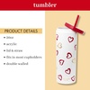 image:imagekate spade new york Acrylic Tumbler with Lid and Straw 24 oz Tumbler Slim Double Wall Tumbler Brushstroke Hearts