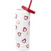 image:imagekate spade new york Acrylic Tumbler with Lid and Straw 24 oz Tumbler Slim Double Wall Tumbler Brushstroke Hearts