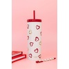 image:imagekate spade new york Acrylic Tumbler with Lid and Straw 24 oz Tumbler Slim Double Wall Tumbler Brushstroke Hearts