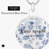 image:imagekate spade new york AirTag Holder with Gold Ring Clip  Protective Case for Apple AirTag  Hollyhock CreamFlowerbed Blue