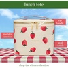 image:imagekate spade new york Beige Lunch Bag Small Insulated Lunch Tote Thermal Bag with Double Zipper and Carrying Handle Strawberries