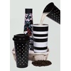 image:imagekate spade new york BlackWhite Reusable Coffee Cups with Lids Travel Tumbler Set of 4 16oz BPAFree Plastic Cups with Lids Coffee Mugs for Hot or Cold Drinks Dots and StripesDots and Stripes