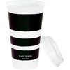 image:imagekate spade new york BlackWhite Reusable Coffee Cups with Lids Travel Tumbler Set of 4 16oz BPAFree Plastic Cups with Lids Coffee Mugs for Hot or Cold Drinks Dots and StripesDots and Stripes