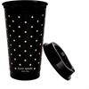 image:imagekate spade new york BlackWhite Reusable Coffee Cups with Lids Travel Tumbler Set of 4 16oz BPAFree Plastic Cups with Lids Coffee Mugs for Hot or Cold Drinks Dots and StripesDots and Stripes