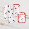 image:imagekate spade new york Cherry Dot Kitchen Towel Oven Mitt amp Pot Holder 4Pack Set 17 x 28 7 x 13 7 x 10 WhiteRedBlue