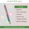 image:imagekate spade new york Click Pen Gold Metal Pen for Note Taking Pen With Clip and Click Button Gingham Garden