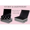 image:imagekate spade new york Decorative Storage Boxes with Lids 3 Pack Sturdy Organizer Storage Bins Includes Small Medium Large Pink Nesting Boxes with Magnetic Closure Gold Dot with ScriptDots and Stripes