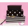 image:imagekate spade new york Decorative Storage Boxes with Lids 3 Pack Sturdy Organizer Storage Bins Includes Small Medium Large Pink Nesting Boxes with Magnetic Closure Gold Dot with ScriptDots and Stripes