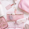 image:imagekate spade new york Hanging Toiletry Bag Goddess Stripe  85 x 1275 x 6 Travel Organizer with Gold Hook 2 Large Bottle Compartments Mesh amp Clear Pockets Nylon amp Mesh