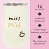 image:imagekate spade new york Insulated Bridal Stainless Steel Wine Tumbler 16 Ounce Double Wall Tumbler for Bride to Be Stemless Travel Cup with Lid Miss to Mrs White