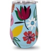 image:imagekate spade new york Insulated Stainless Steel Wine Tumbler 16 Ounce Double Wall Tumbler Floral Stemless Travel Cup with Lid Hidden GardenSafari Floral