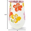 image:imagekate spade new york Insulated Stainless Steel Wine Tumbler 16 Ounce Double Wall Tumbler Floral Stemless Travel Cup with Lid Hidden GardenSpring Pansies