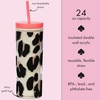 image:imagekate spade new york Insulated Tumbler with Reusable Straw Leopard Print 24 Ounce Acrylic Travel Cup with Lid Forest FelineMulticolor