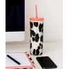image:imagekate spade new york Insulated Tumbler with Reusable Straw Leopard Print 24 Ounce Acrylic Travel Cup with Lid Forest FelineMulticolor