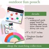 image:imagekate spade new york Outdoor Fun Pouch with Clear Pouch Waterproof Playing Cards Paper Fan Stainless Steel Straw and Cleaner Gingham Garden