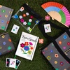 image:imagekate spade new york Outdoor Fun Pouch with Clear Pouch Waterproof Playing Cards Paper Fan Stainless Steel Straw and Cleaner Gingham Garden