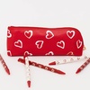 image:imagekate spade new york Pen and Pencil Case with Office Supplies Zip Pouch Includes 2 Pencils Sharpener Eraser and Ruler Grand Plaid DuoBrushstroke Hearts