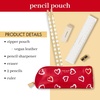 image:imagekate spade new york Pen and Pencil Case with Office Supplies Zip Pouch Includes 2 Pencils Sharpener Eraser and Ruler Grand Plaid DuoBrushstroke Hearts