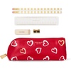 image:imagekate spade new york Pen and Pencil Case with Office Supplies Zip Pouch Includes 2 Pencils Sharpener Eraser and Ruler Grand Plaid DuoBrushstroke Hearts