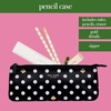 image:imagekate spade new york Pen and Pencil Case with Office Supplies Zip Pouch Includes 2 Pencils Sharpener Eraser and Ruler Grand Plaid DuoPolka Dots