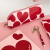 image:imagekate spade new york Pen and Pencil Case with Office Supplies Zip Pouch Includes 2 Pencils Sharpener Eraser and Ruler Grand Plaid DuoSweet Hearts
