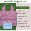 image:imagekate spade new york Reusable Produce Bags Shopping Tote with Zipper Storage Pouch Lightweight Foldable Grocery BagOverpacker