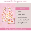 image:imagekate spade new york Reusable Produce Bags Shopping Tote with Zipper Storage Pouch Lightweight Foldable Grocery BagSpring Pansies