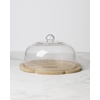 image:imagekate spade new york Serveware What A Treat Dessert Cloche Wood Stand Glass Cover Dishwasher Safe 649Inch Height Cupcake Stand Dining Table Centerpiece Snacks Cake Plate Brown 2 Piece