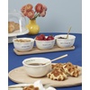 image:imagekate spade new york Serveware What A Treat Dip Bowls With Tray Set Of 3 Porcelain And Wood Material Dishwasher Safe Bowl Serving Bowls Snacks Bowl White And Brown 4 Piece 12 Ounce Capacity