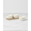 image:imagekate spade new york Serveware What A Treat Dip Bowls With Tray Set Of 3 Porcelain And Wood Material Dishwasher Safe Bowl Serving Bowls Snacks Bowl White And Brown 4 Piece 12 Ounce Capacity