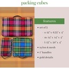 image:imagekate spade new york Set of 3 Packing Cubes for Suitcase Travel Organizers Small Medium Large with Handles Goddess StripeGrand Plaid Duo