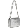 image:imagekate spade new york Womens Deco Leather Flap Chain CrossbodyCrinkle Metallic Leather Silver