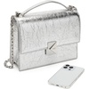image:imagekate spade new york Womens Deco Leather Flap Chain CrossbodyCrinkle Metallic Leather Silver