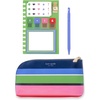 image:imageKate Spade New York Zipper Pouch Filled with Planner Stickers and Accessories Set Includes Notepad Sticker Tabs Black Ink Pen and Holder Vegan Leather Accessory Bag Sunny Day Stripe