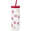 image:imagekate spade new york Acrylic Tumbler with Lid and Straw 24 oz Tumbler Slim Double Wall Tumbler Brushstroke Hearts