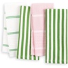 image:imagekate spade new york Botanical Stripe Kitchen Towels 4Pack Set Absorbent 100 Cotton BlackBeige 17x28GreenPink