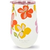 image:imagekate spade new york Insulated Stainless Steel Wine Tumbler 16 Ounce Double Wall Tumbler Floral Stemless Travel Cup with Lid Hidden GardenSpring Pansies