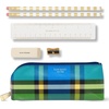 image:imagekate spade new york Pen and Pencil Case with Office Supplies Zip Pouch Includes 2 Pencils Sharpener Eraser and Ruler Grand Plaid DuoGrand Plaid Duo