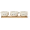 image:imagekate spade new york Serveware What A Treat Dip Bowls With Tray Set Of 3 Porcelain And Wood Material Dishwasher Safe Bowl Serving Bowls Snacks Bowl White And Brown 4 Piece 12 Ounce Capacity