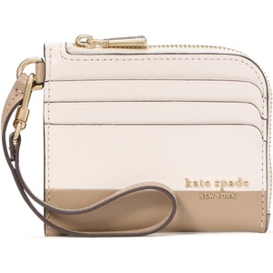 image:imageDevin Saffiano Leather Coin Card Case WristletColorblocked Timeless Taupe Multi