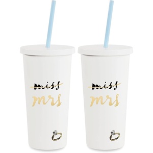 image:imageKate Spade New York Acrylic Bridal Tumbler with Lid and Straw 20 oz Tumbler for Bride to Be Slim Double Wall Tumbler Miss to Mrs White20 Ounces Pack of 2
