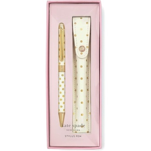 image:imageKate Spade New York Black Ink Ballpoint Pen with Stylus Tip and Storage Pouch Gold Dots