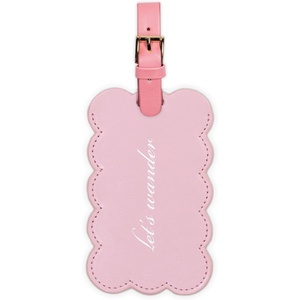 image:imageKate Spade New York Cute Pink Luggage Tag for Women Durable Vegan Leather Suitcase Tag Unique Luggage Identifier with Scallop Edge Lets Wander