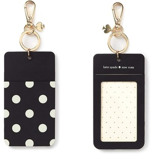 image:imageKate Spade New York Designer ID Holder Black Dot Silicone ID Clip with Gold Accents Black Lanyard Compatible 6x275 in