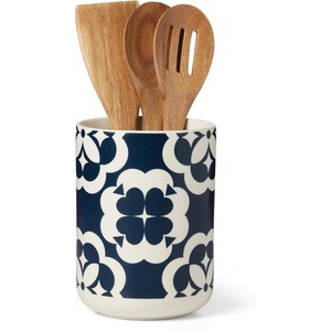 image:imageKate Spade New York Elegant Geo Crock with Wood Utensils one size BlueUtensil Crock with Utensils