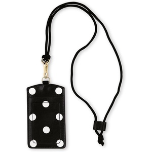 image:imageKate Spade New York ID Badge Holder with Lanyard Vegan Leather Slim Card Wallet Name Tag Case for Work School or Travel Gold Dot with ScriptPicture Dot