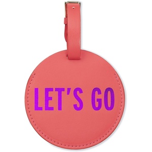 image:imageKate Spade New York Round Vegan Leather Luggage Tag for Women Durable Suitcase ID Tag Lets Go